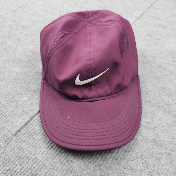 Nike Featherlight Hat Cap Strap Back Purple Maroon DRI-FIT Running Mesh Athletic - Picture 1 of 6